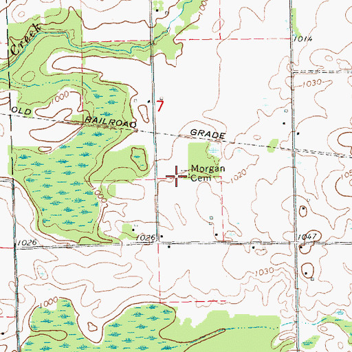Topographic Map of Morgan Cemetery, MI