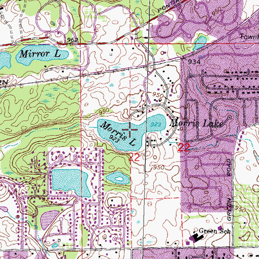 Topographic Map of Morris Lake, MI
