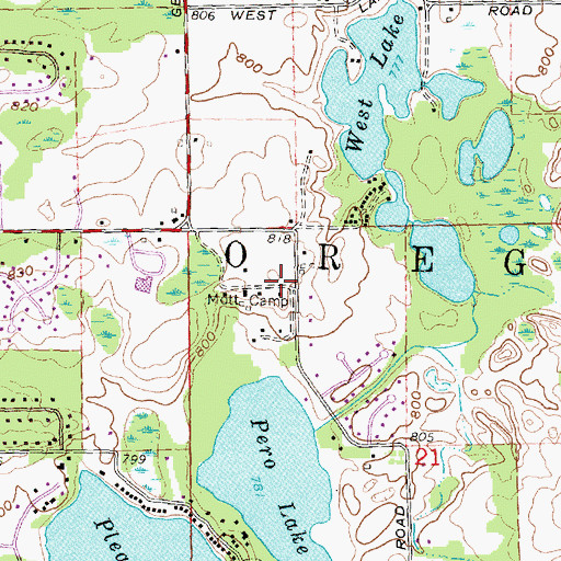 Topographic Map of Mott Camp, MI