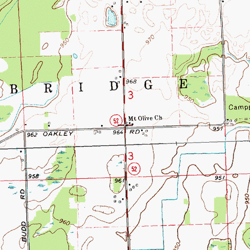 Topographic Map of Mount Olive Church, MI