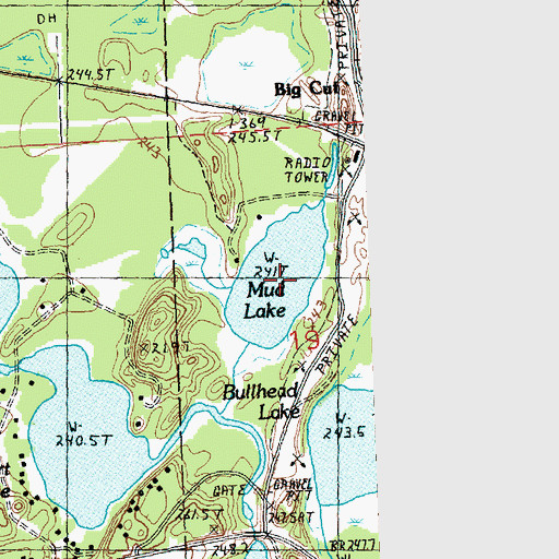Topographic Map of Mud Lake, MI