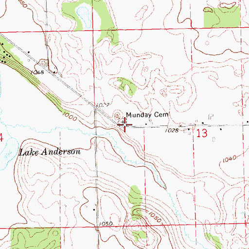 Topographic Map of Munday Cemetery, MI