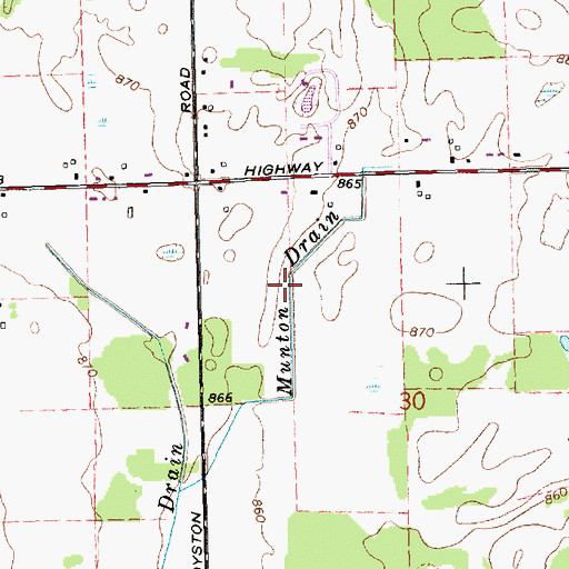 Topographic Map of Munton Drain, MI
