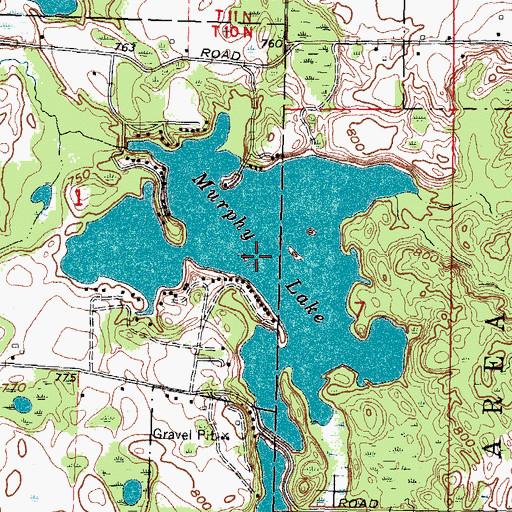 Topographic Map of Murphy Lake, MI