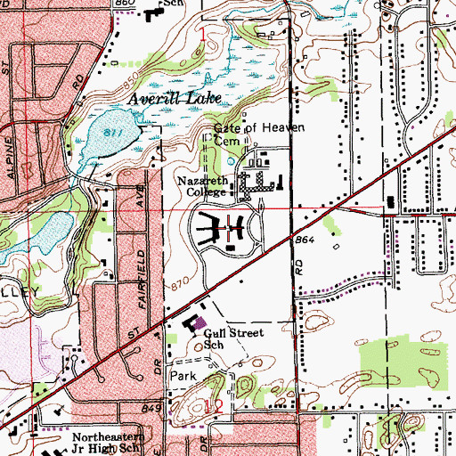 Topographic Map of Nazareth College, MI