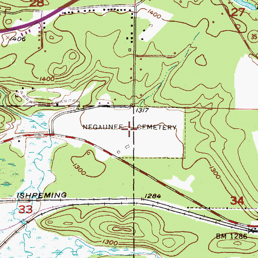 Topographic Map of Negaunee Cemetery, MI