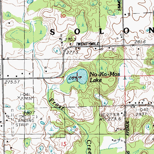 Topographic Map of No-Ko-Mos Lake, MI