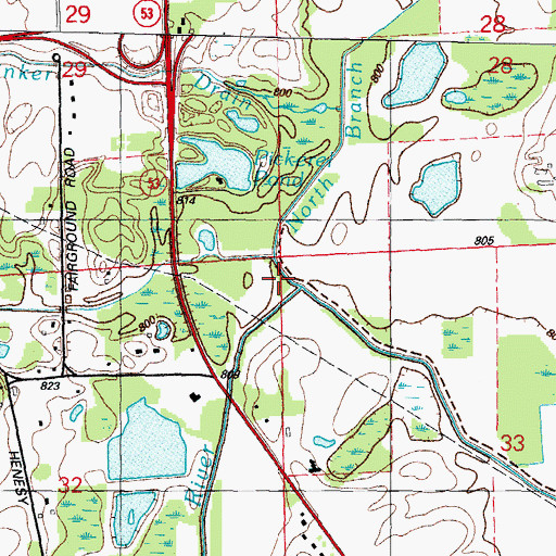 Topographic Map of North Branch Belle River, MI