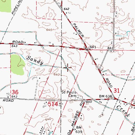 Topographic Map of North Branch Sandy Creek, MI