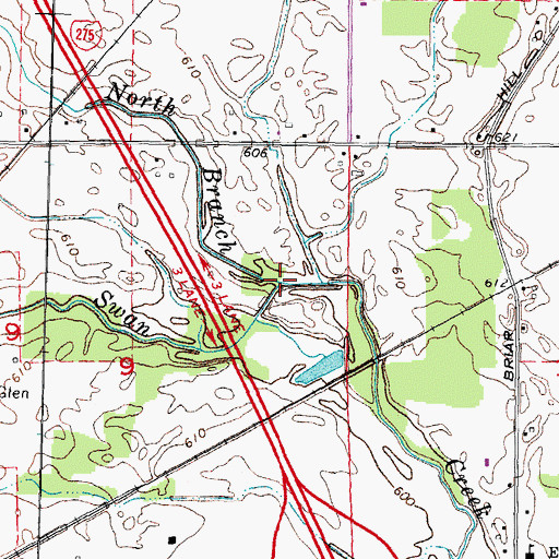 Topographic Map of North Branch Swan Creek, MI