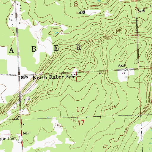 Topographic Map of North Raber School, MI