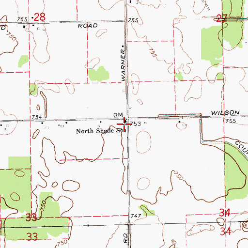 Topographic Map of North Shade School, MI