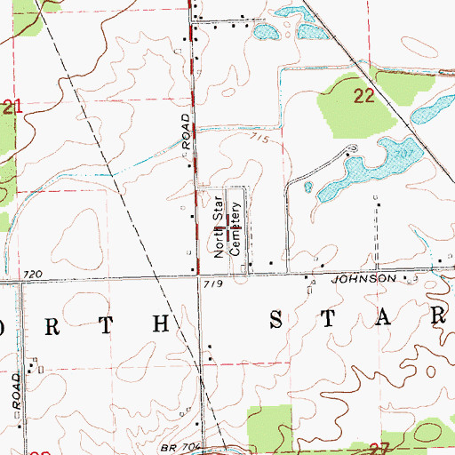 Topographic Map of North Star Cemetery, MI