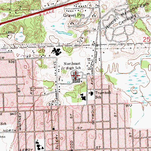 Topographic Map of Northeast Junior High School, MI