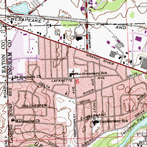 Topographic Map of Northwestern Elementary School, MI