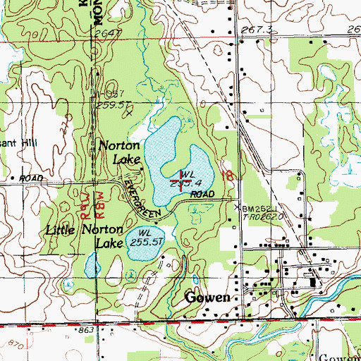 Topographic Map of Norton Lake, MI