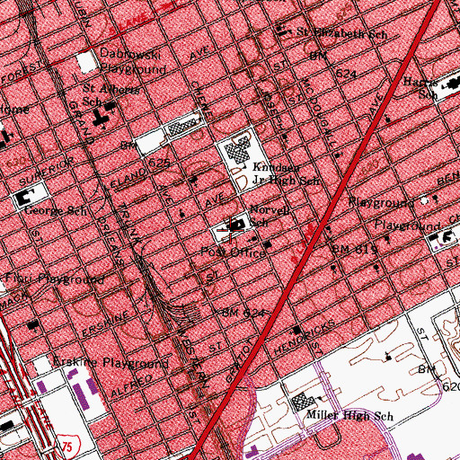 Topographic Map of Norvell School, MI