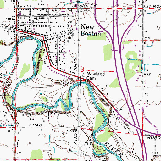Topographic Map of Nowland Cemetery, MI