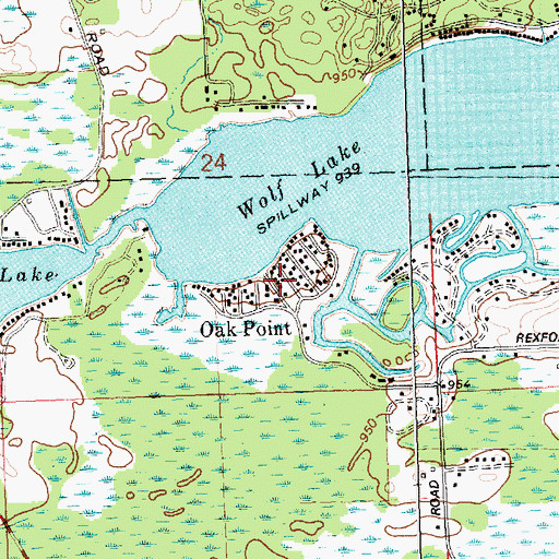 Topographic Map of Oak Point, MI