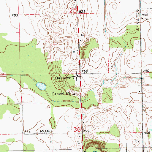 Topographic Map of Oaklawn Church, MI
