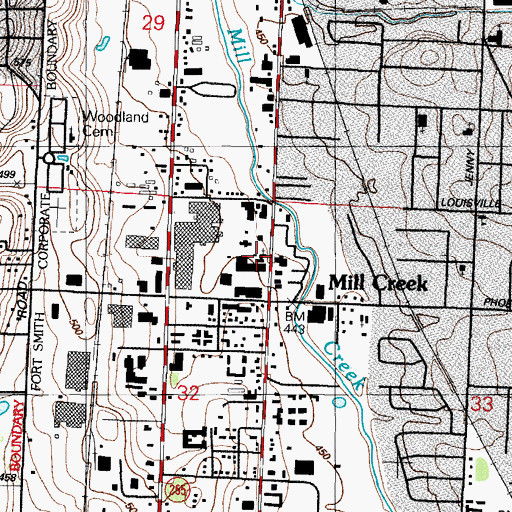 Topographic Map of Phoenix Village Baptist Church, AR