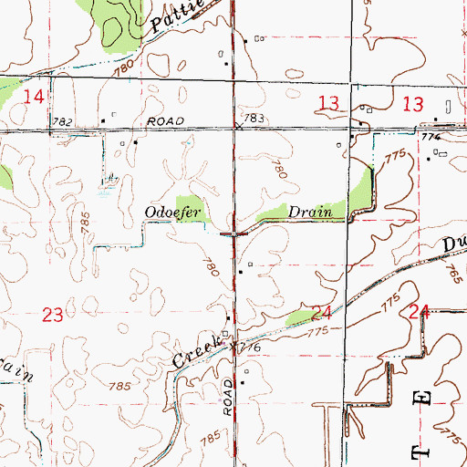 Topographic Map of Odofer Drain, MI
