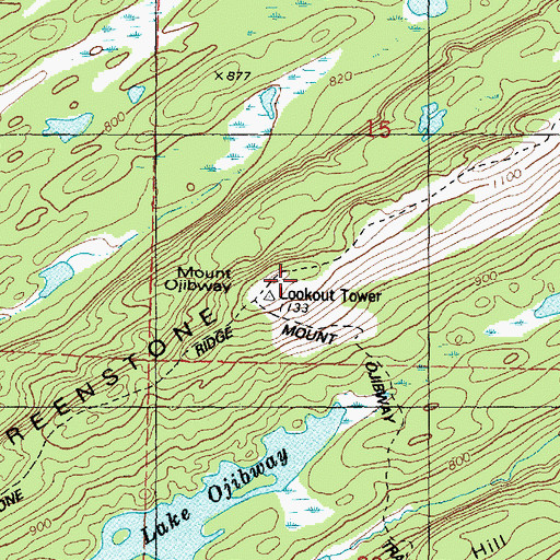 Topographic Map of Mount Ojibway, MI