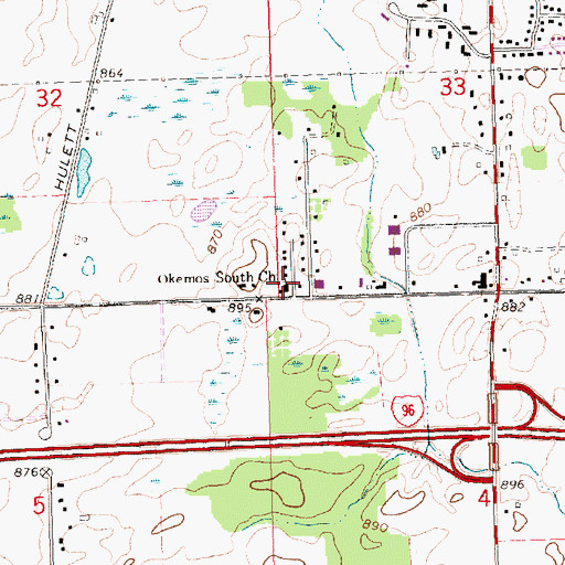 Topographic Map of Okemos South Church, MI