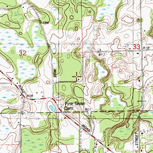 Topographic Map of Old Pine Grove School, MI