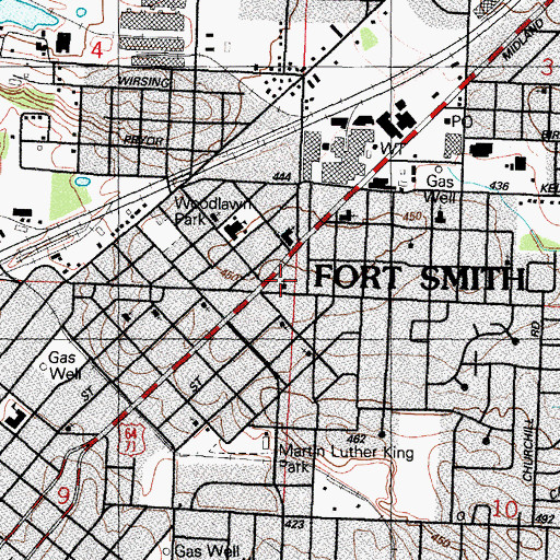 Topographic Map of Shiloh Baptist Church, AR