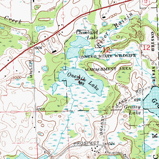 Topographic Map of Onemile Lake, MI