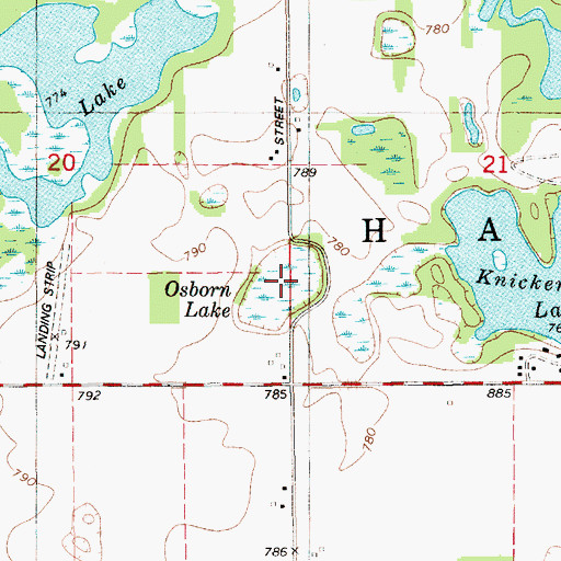 Topographic Map of Osborn Lake, MI
