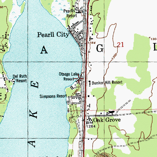 Topographic Map of Otsego Lake Resort, MI