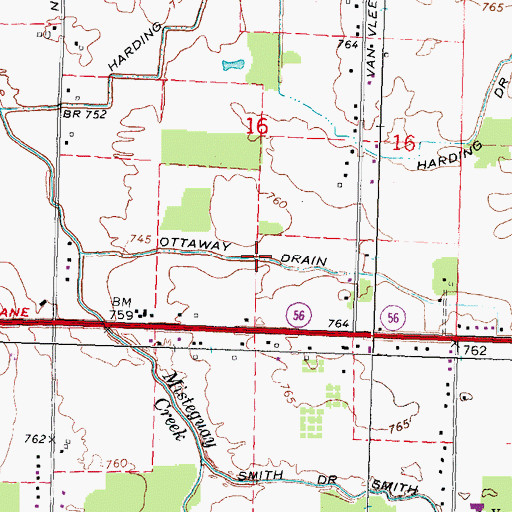 Topographic Map of Ottaway Drain, MI