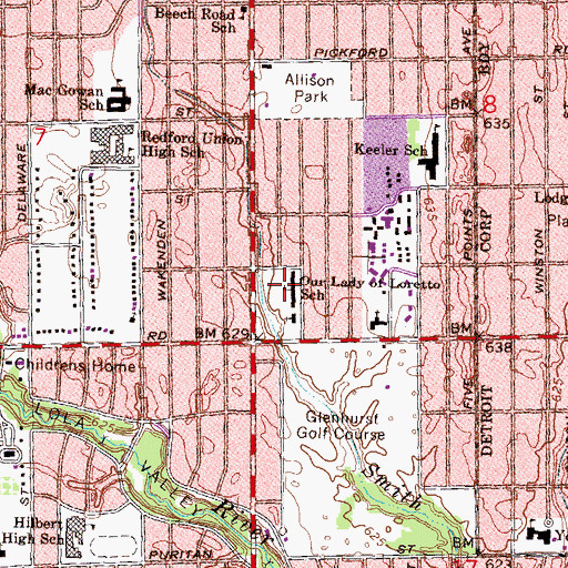 Topographic Map of Our Lady of Loretto School, MI