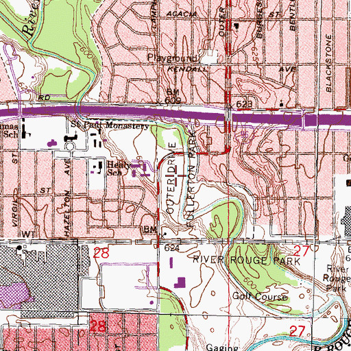 Topographic Map of Outer Drive Fullerton Park, MI