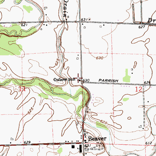 Topographic Map of Oxbow School, MI