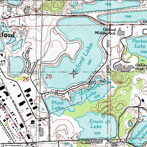 Topographic Map of Oxford Lake, MI