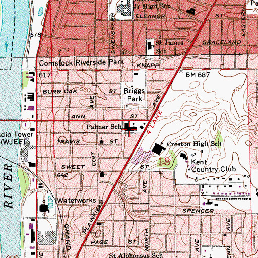 Topographic Map of Palmer School, MI