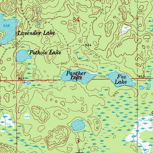 Topographic Map of Panther Lake, MI