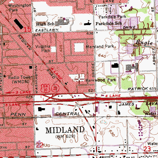 Topographic Map of Parkwood Park, MI