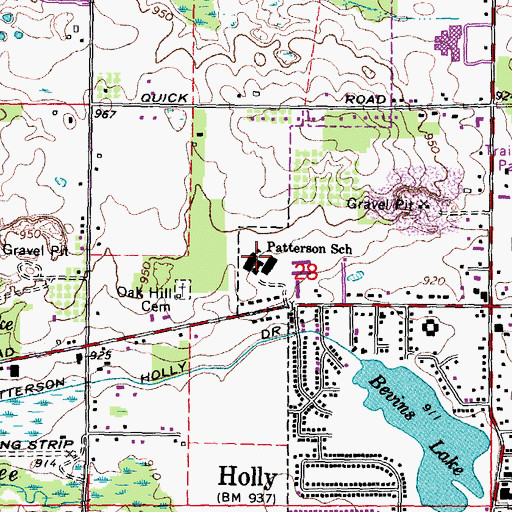 Topographic Map of Patterson School, MI