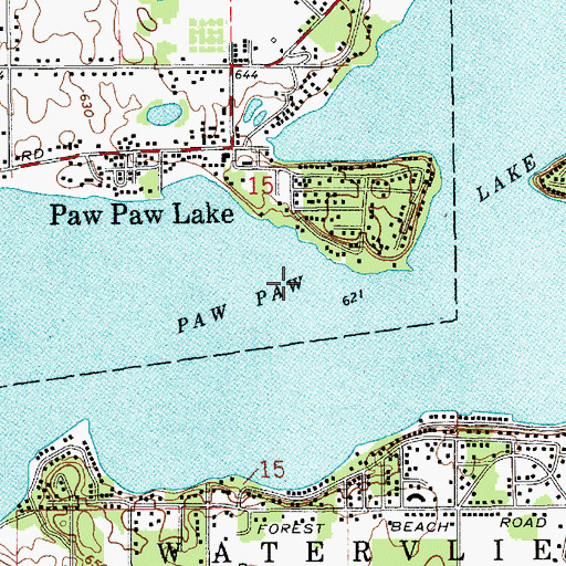 Topographic Map of Paw Paw Lake, MI