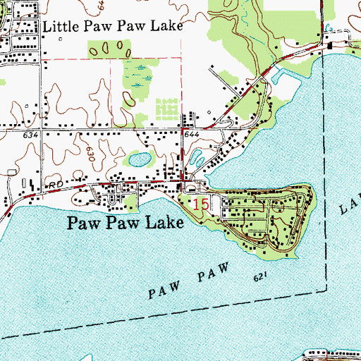 Topographic Map of Paw Paw Lake, MI