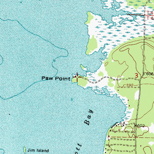 Topographic Map of Paw Point, MI