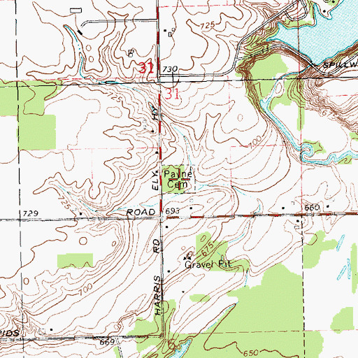 Topographic Map of Payne Cemetery, MI
