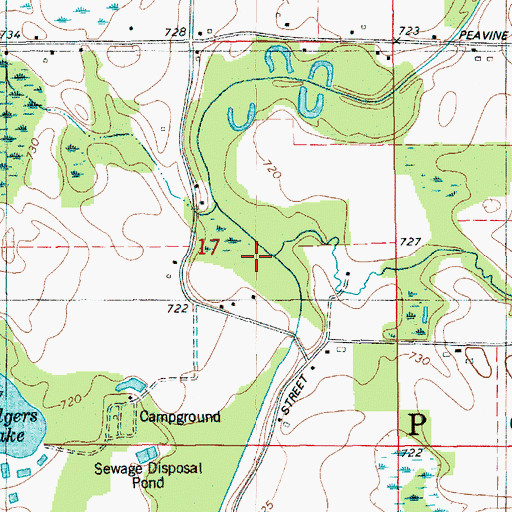 Topographic Map of Peavine Creek, MI