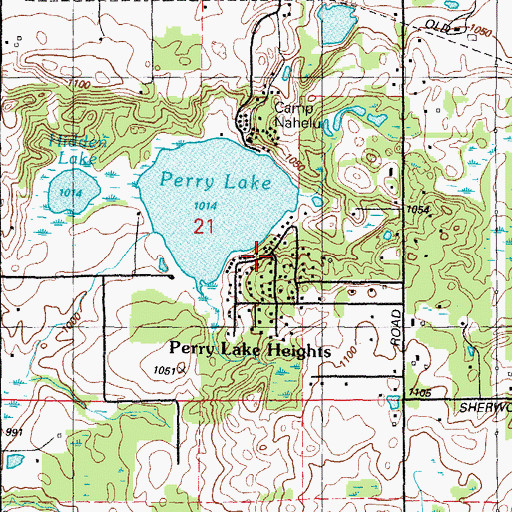 Topographic Map of Perry Lake Heights, MI