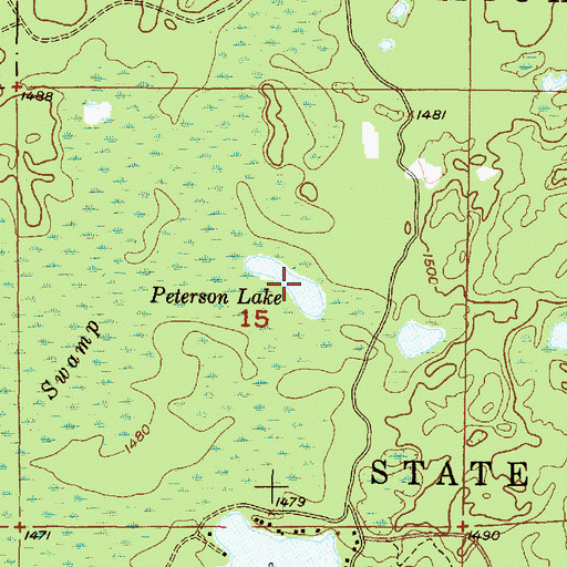Topographic Map of Peterson Lake, MI