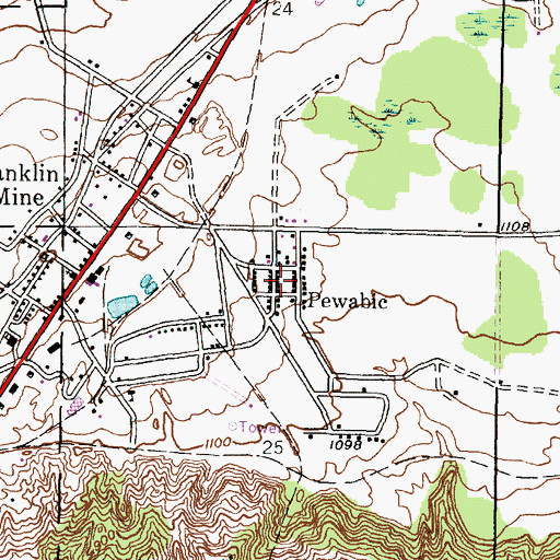 Topographic Map of Pewabic, MI